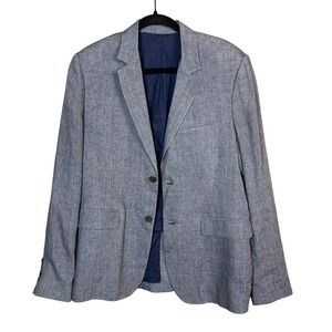 Vince Linen Sport Coat Mens Medium Plaid Italy Modern Fall Spring